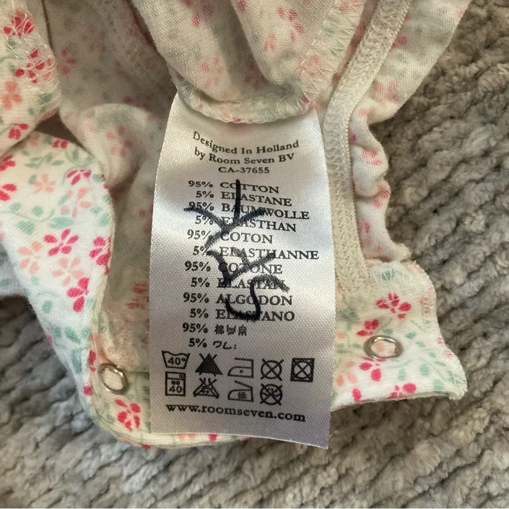 Room Seven Gingham Floral One Piece‎ Romper Outfit Ruffles 12 Months Cottagecore
